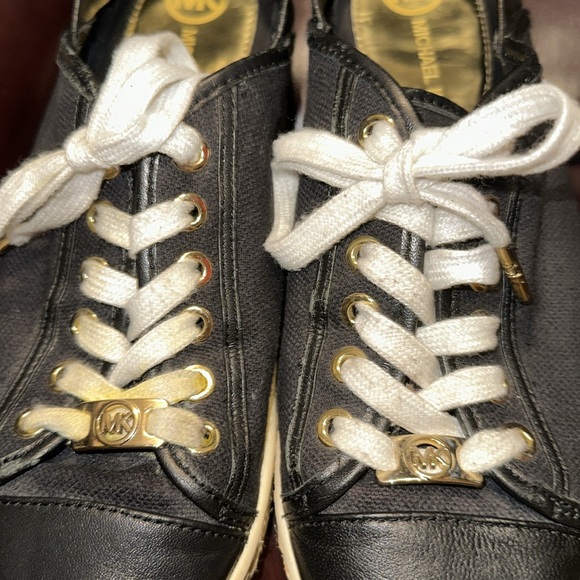 Michael Kors Black Leather & Canvas Trainers - Picture 5 of 16
